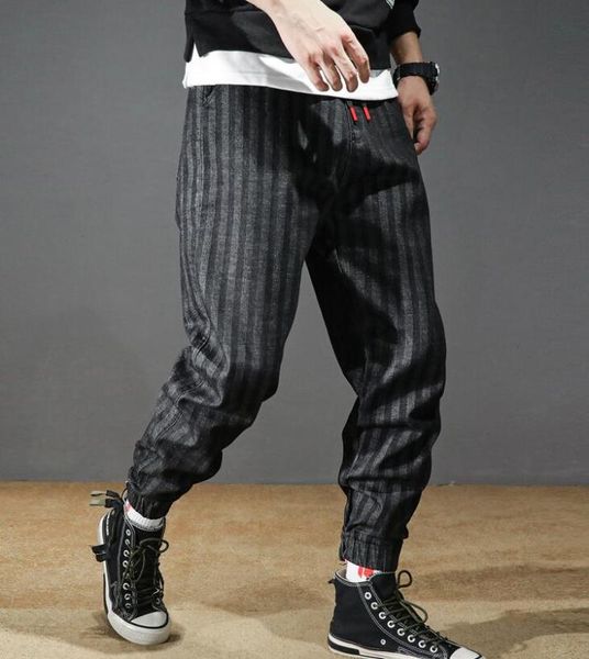 

brand new spring autumn street cool men fashion black stripe loose jeans man harem pants pencil pants, Blue