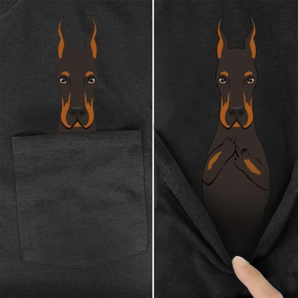 

funny t shirt fashion brand summer pocket doberman printed t-shirt men's for women shirts hip hop funny cotton tees, White;black