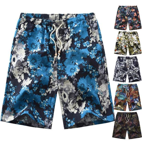 

beach shorts summer flower pattern loose casual pants male holiday fashion shorts mens plus size, White;black