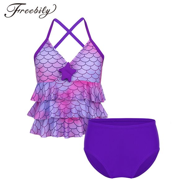 

girls swimwear cute child bikini kids two pieces swimsuit children beachwear bathing suit mermaid scales print girl bikinis set