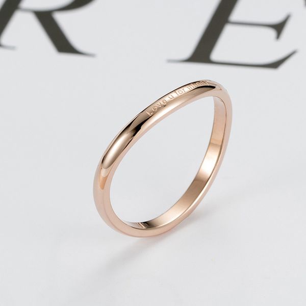

korean style love u for infinite rose gold color ring curved lady ring titanium steel simple wedding band women accessories, Silver