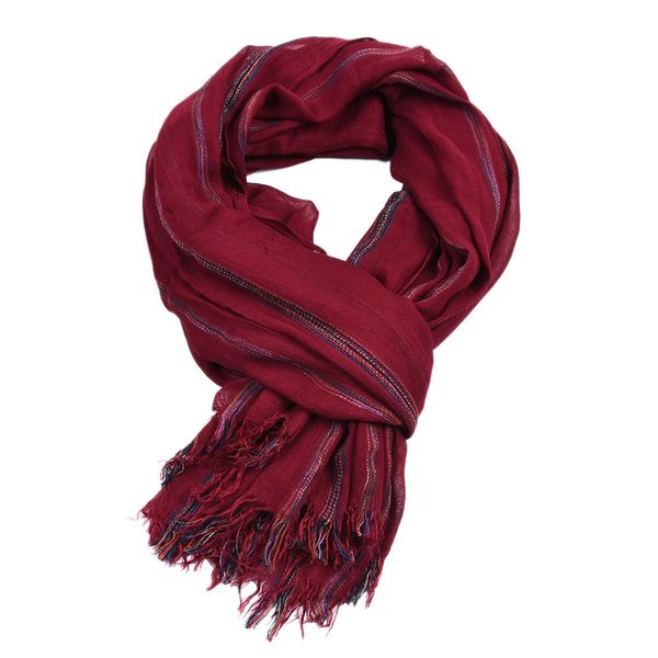 

luxury designer ramie cotton yarn-dyed striped scarf for men and women long wraps size 190x95cm scarves, Blue;gray