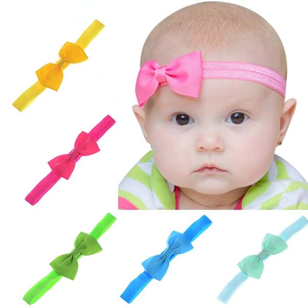 

10 шт. / лот мини бантом hairband baby дети девушки эластичный оголовье конфеты цвет прекрасный лук дети эластичный hairband подарок на день, Slivery;white