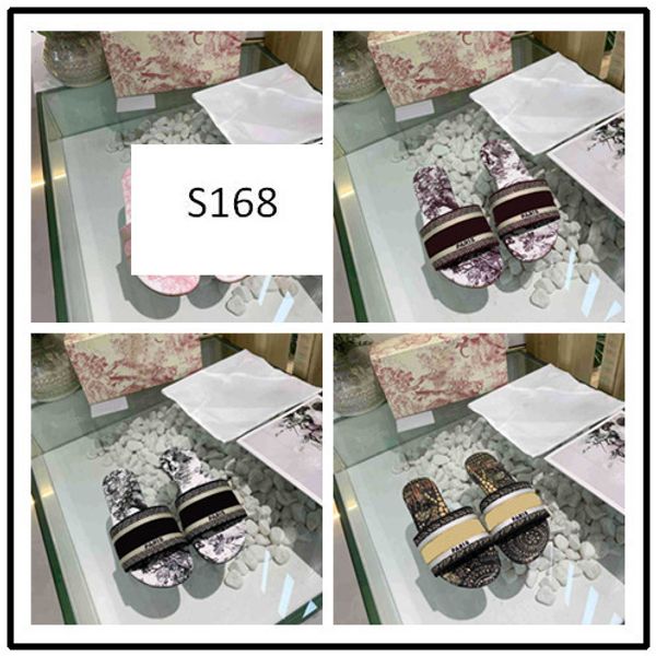 

wholesale new slippers summer luxury woman beach alphabet slippers designer sandals knitted cloth embroidery woman shoes 8, Black