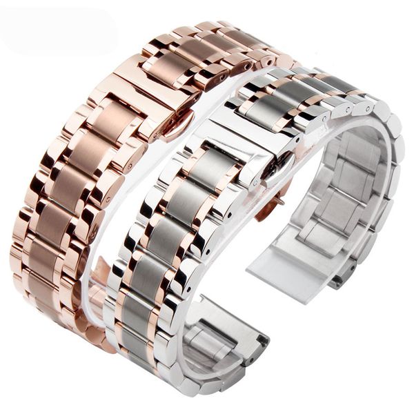 

14mm15mm16mm17mm18mm19mm20mm21mm22mm 5 beads replacement stainless steel watch band metal watch straps bracelet+tools, Black;brown