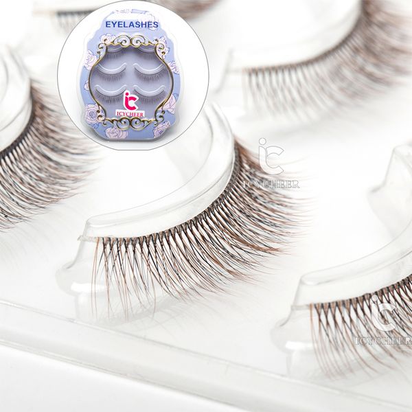 

3d false eyelashes makeup brown with black handmade 3 pairs fake eye lashes extension