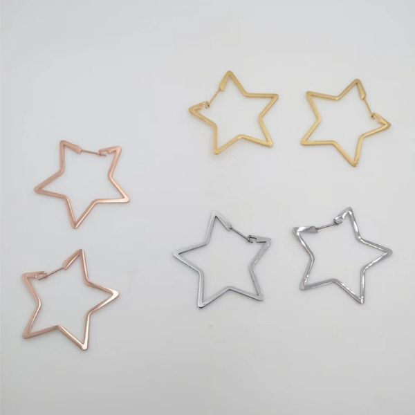 

fashion women heart stars earrings stainless steel color silver rose gold hollow heart bea hoop earrings jewelry, Golden;silver