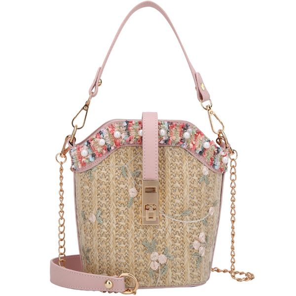 

asds-ladies bag ladies beach lace straw bucket bag square messenger