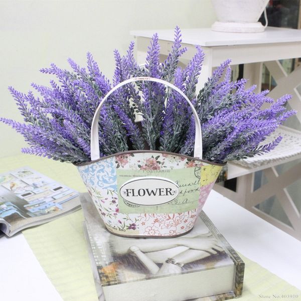 10pcs Romântico Provence decoração flores artificiais flor de lavanda seda grão Simulação decorativo de plantas aquáticas