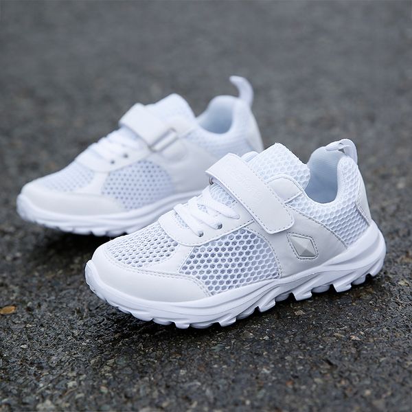 

2020 new kids sneakers for boys girls white mesh sneakers kids comfortable sport running footwear dress school mesh shoes, Black;red