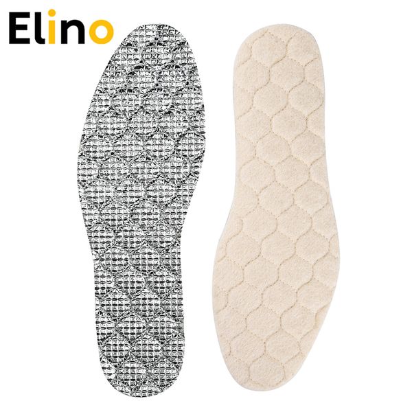 

elino warm wool felt insoles sheepskin winter warming insoles for snow boots heated wool aluminum shoe pads thick feet cushion, Black