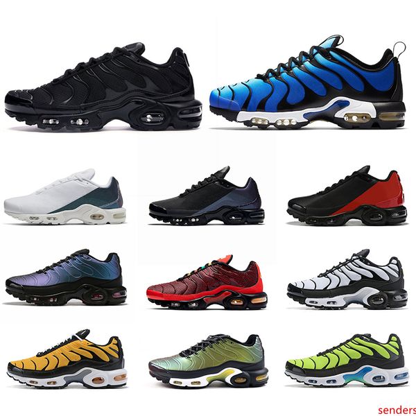 

new tn plus ultra se mercurial men running shoes chaussures triple black white volt hyper blue mens trainer sneakers sports size 7-11