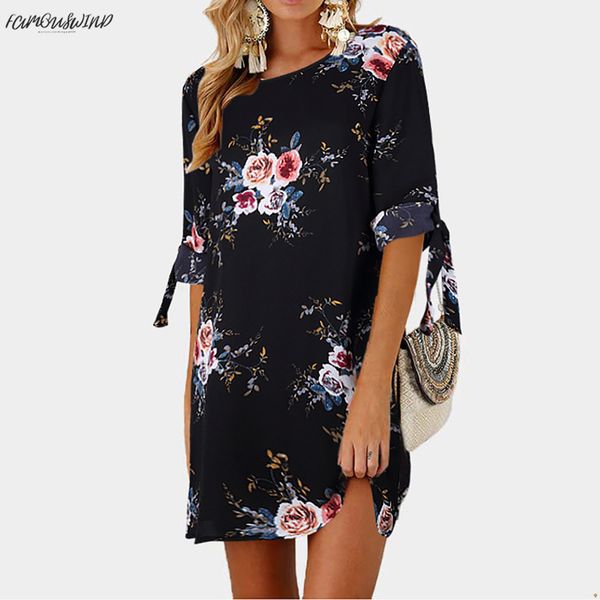 

print cool womens dress floral print bowknot sleeves cocktail mini dress casual party dresses summer dship designer clothes, Black;gray