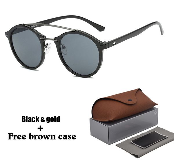 

Round Sunglasses Women men Brand Designer Retro Twin-Beams Sun glasses Women Female Mirror Ladies Shades UV400 with Retail box