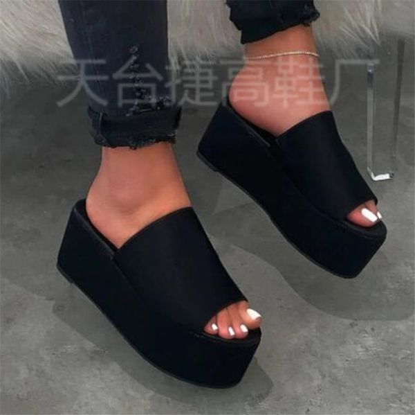 

ladies slippers leopard print thick bottom flip flop ph-cfy20061838, Black