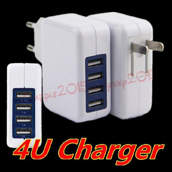 

3.1a 15w quick charge eu us 4usb ports ac home travel wall charger power adapter for iphone 7 8 x samsung s7 s8 android phone pc mp3