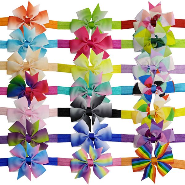 

colorful bow elastic headbands infant bowknot hair accessories kids hairbands fashion baby princess headdress party club decor, Slivery;white