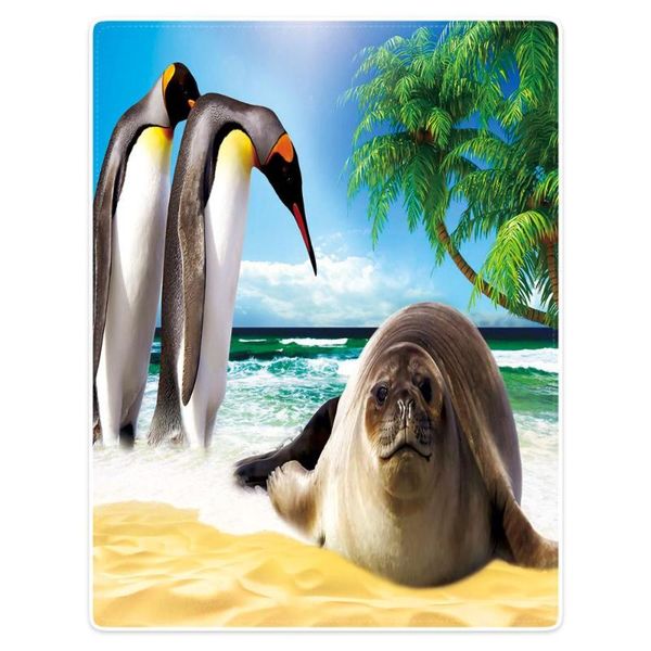

hommomh 60 "x80" blanket throw comfortable warm soft plush sofa throw blanket cute penguin and dumb seal