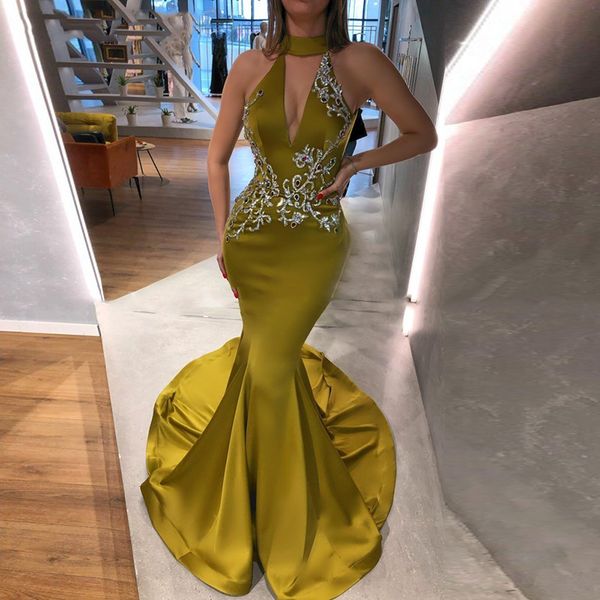 

long mermaid evening dresses 2020 elegant women dubai crystal prom gowns lime yellow plus size arabic formal graduation dress, White;black