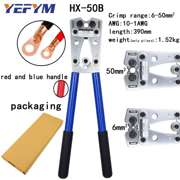 

hx-50b cable crimpercable lug crimping tool wire crimper hand ratchet terminal crimp pliers for 6-50mm2 1-10awg wire cable