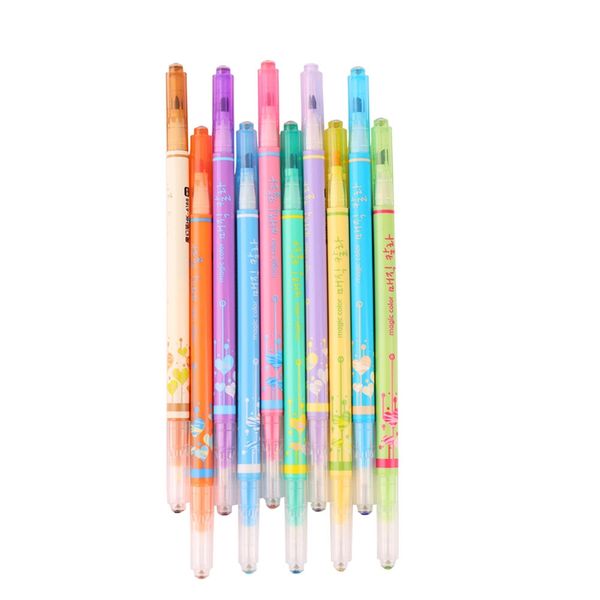 

1 pcs colorful office school supplies highlighters double with diamond color magic graffiti marker highlighter, Black;red