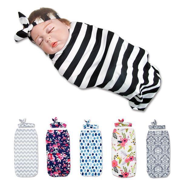 

Newborn Photography Prop Baby Blankets Printed Newborn Infant Baby Boys Girls Sleeping Swaddle Muslin Wrap +Headband 2PCS