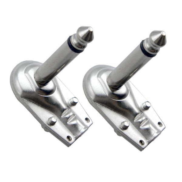

2x 6.35mm 1/4'' right angle mono plug audio cable connector for