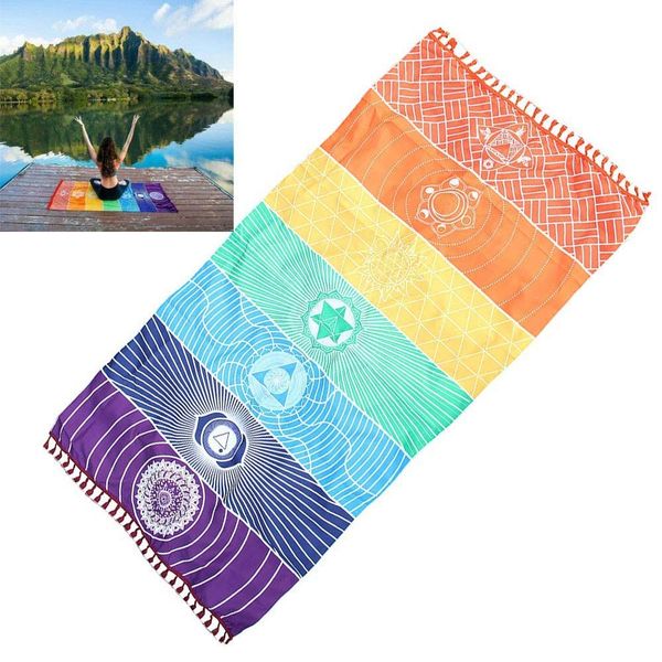 

150x150cm/75cm non-slip yoga mats fitness bohemia mandala rainbow yoga blanket cotton tapestry beach towel camping picnic mat