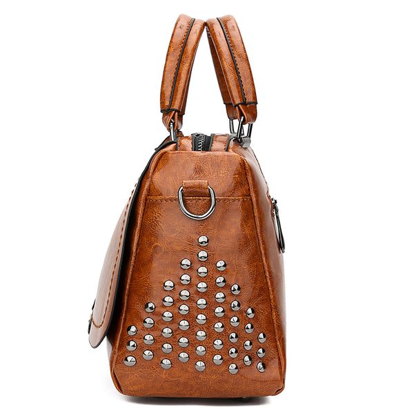 

vintage boston rivet pu leather luxury handbags women messenger bags designer shoulder bag female tote bolsos mujer mx200327