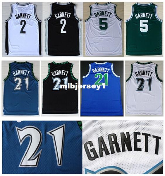 

stitched #21 kevin garnett jerseys black blue white basketball jerseys embroidery logos retro ncaa college