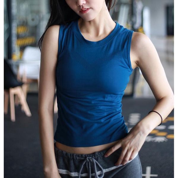 

running jerseys body-building clothes women's tight yoga vest t-shirt quick-drying sleeveless sports top, Black;blue