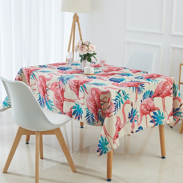 

nordic style animal flamingo tablecloth tropical palm tree leaves linen table cloth manteles para mesa rectangulares waterproof