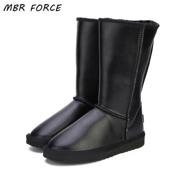 

mbr force 2018 women shoes winter boots genuine cowhide leather waterproof 6 color fashion casual woman snow boots us 3-13, Black