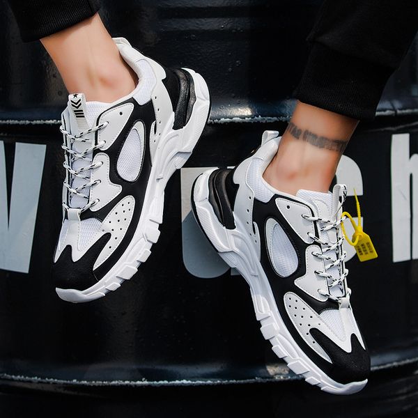 

mens casual shoes 2020 fall korean new trends dports shoes men non-slip wear resistant platform sneakers white zapatos, Black
