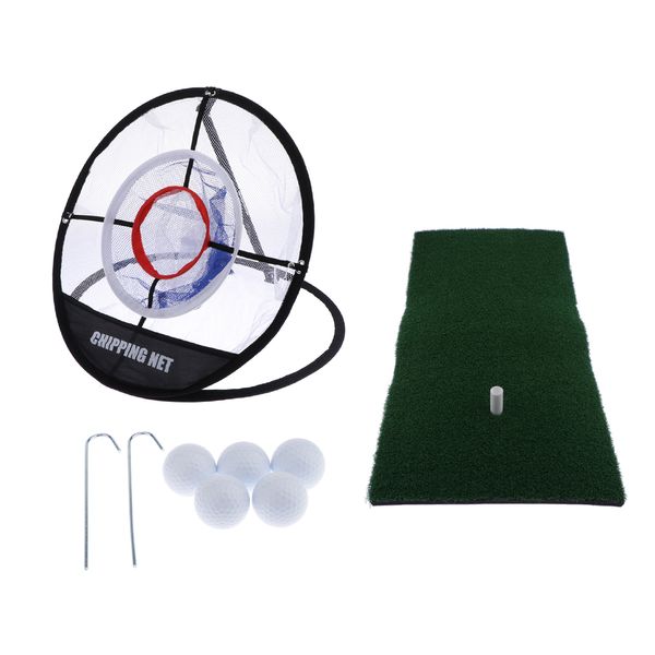 

portable golf training practice chipping net with hitting mat & golf balls