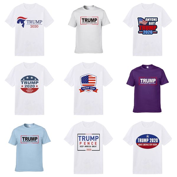 

2020 new handsome fashion trend male designer v-neck trump t-shirt printing breathable fashion handsome male trump t-shirt short sleeve #725, White;black