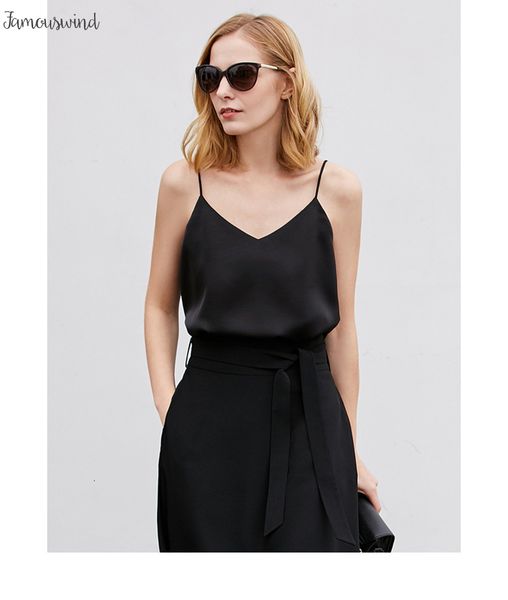 

имитация блуза лето твердые рукава повседневного camis tank tops дама v шея женского жилет женщины лета 2019 silk, White