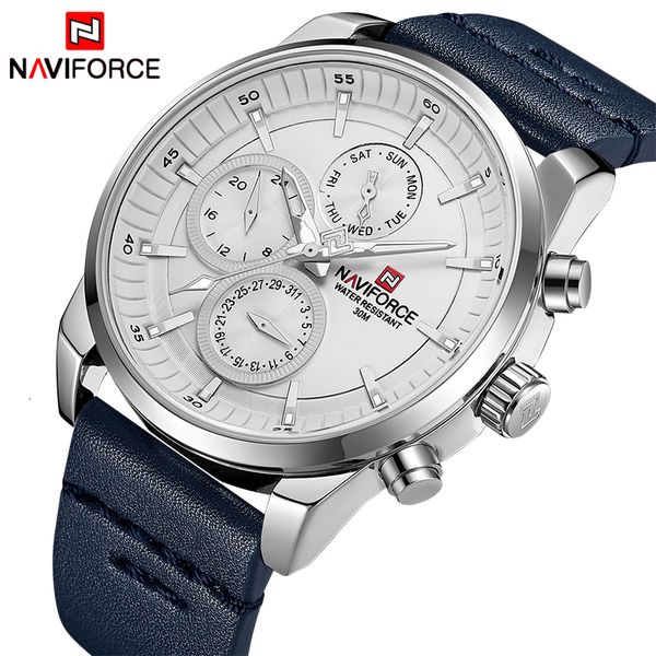 

mens watches naviforce brand luxury waterproof 24 hour date quartz watch man fashion leather sport wrist watch men clock cj191213, Slivery;brown