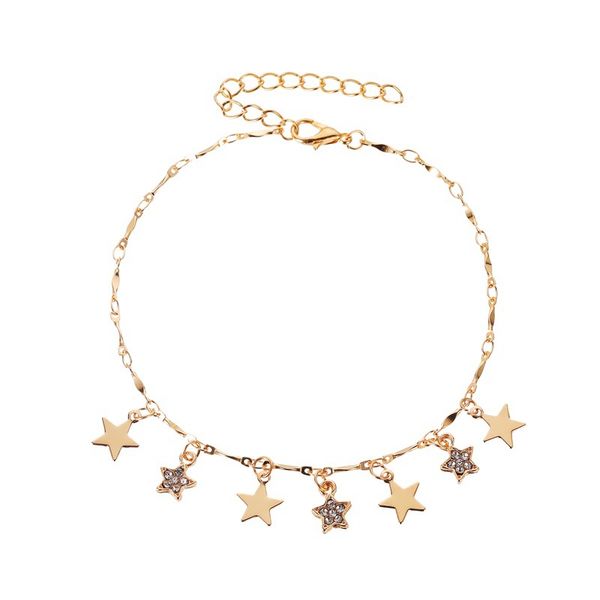 

bohemian gold color stars anklets summer beach barefoot leg bracelet foot chain vintage handmade yoga anklet for women, Golden;silver