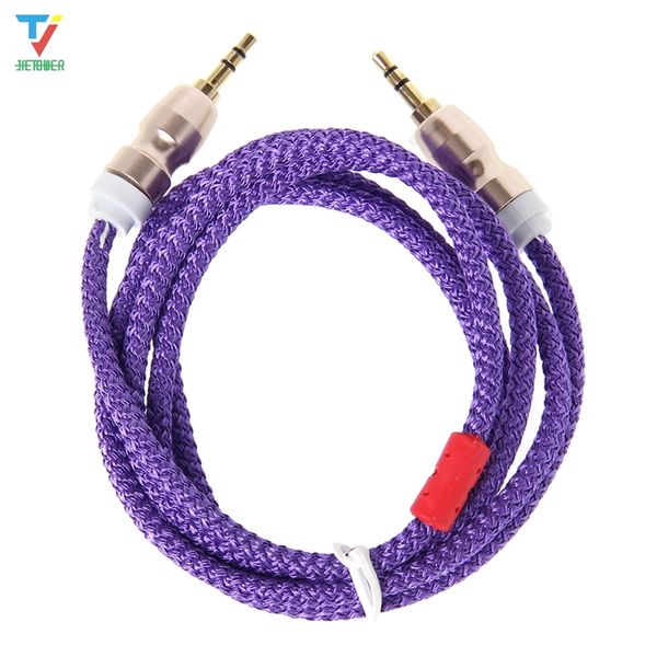 

100pcs/lot 1.5m wool fabric audio cable 3.5 mm to 3.5mm aux cable male to male kabel gold plug car aux cord for iphone samsung xiaomi