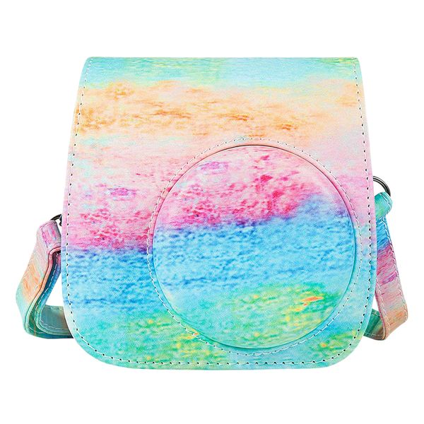 

new film camera bag cover w/ strap rainbow painting for fuji mini 9