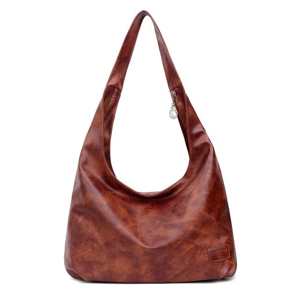 

anti theft shoulder bags solid color large capacity leather handbag shoulder bag female simple bag