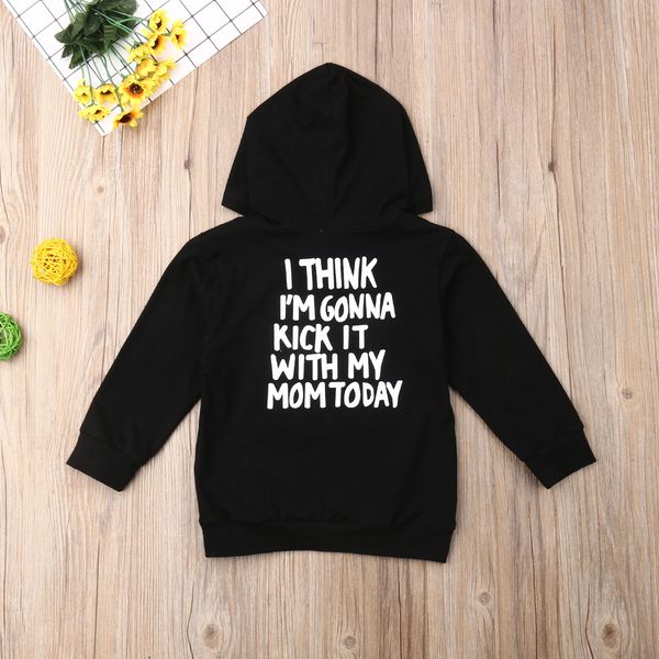 

1-6y fashion toddler baby girls boys hoodies long sleeve black hooded letter print pullover
