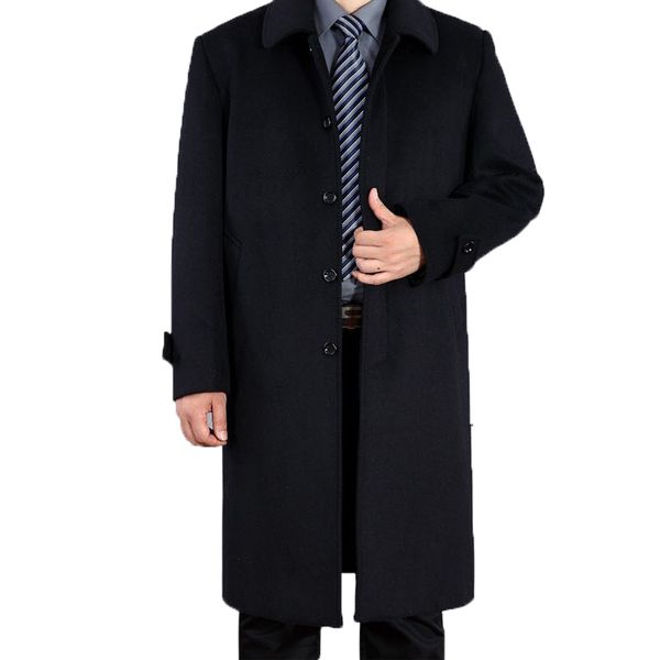 

2016 winter warm men coat cotton long men's jackets jaqueta thick casual men wool blend coats trench fashion jacket 178r, Tan;black