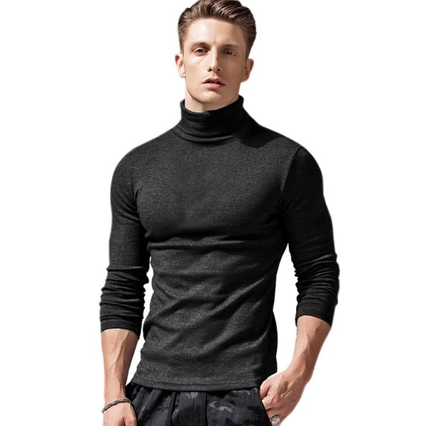 

2020 new spring autumn men's sweater men's turtleneck solid color casual sweater slim fit brand knitted pullovers, White;black