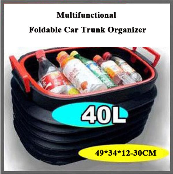 

car-styling 40l car trunk collapsible plastic storage box portable camping outdoor road trip car organiser foldable space saving
