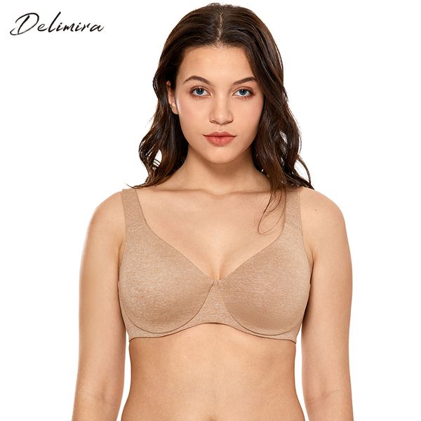 

delimira women's seamless full coverage unlined underwire plus size minimizer bra b c d dd e f g, Red;black