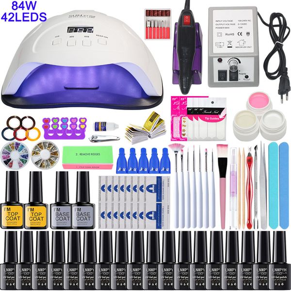 

super manicure set for nail kit with led nail lamp of drill machine polish kit acrylic art tools set