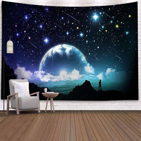

natural scenery mountain forest and moon tapestry wall hanging hippie wall trippy tapestry dorm decor carpets