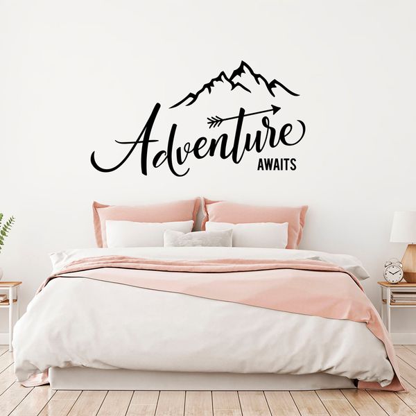 Adventure Begins Wall Stickers Travel Wall Decals Mountain Travel Wall Sticker Adventure Vinyl Home Room Bedroom Decal Wallpaper Stickers For Bedrooms
